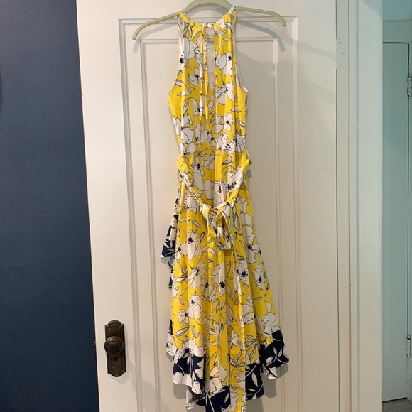Eliza J Midi Sundress Yellow Blue Size 2 - Picture 2 of 3